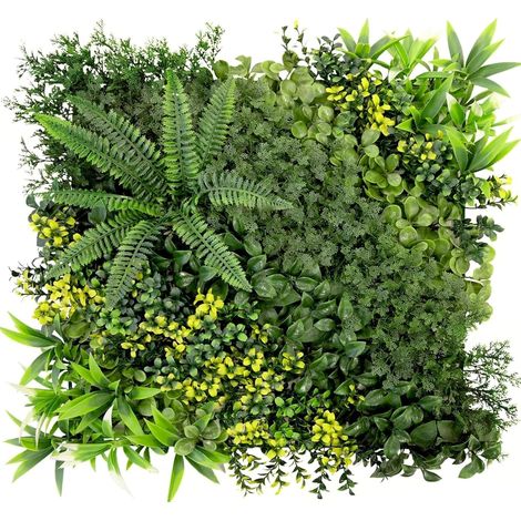 Künstliche grüne Wand – 1 Paneel – UV-beständiger Kunststoff – Realistische Innen-/Außendekoration – Garten, Terrasse, Balkon – 50 x 50 cm (1/5)