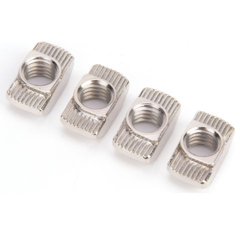 100 écrous à rainure en T nickelés en acier au carbone, fixations coulissantes pour profilés en aluminium (M8) (1/5)