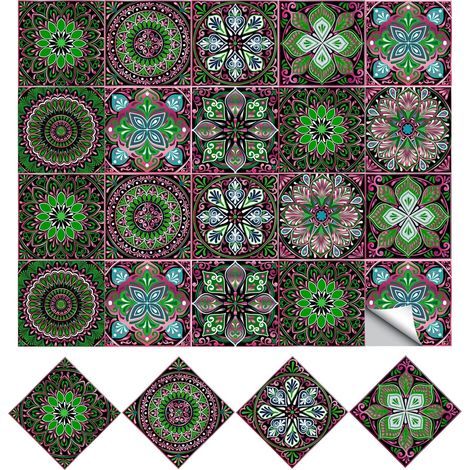20 Pièces Stickers Carrelage, Auto Adhésif Autocollant De Carreaux, Autocollant Tuile Cuisine, Autocollant De Carreaux Colorés, pour Salle de Bain et Cuisine (1/5)