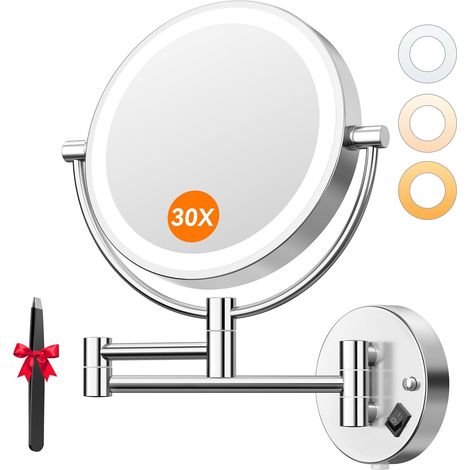 Miroir Grossissant Mural 30X/1X avec Alimentation Secteur Permanente (1/5)