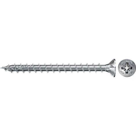 Fischer  300x Power-Fast  II FPF  II CZF  4 x  30 mm  BC testa  svasata con  intaglio a  croce PZ2  filettatura parziale  zincata galvanicamente  passivata blu  - 670196 (1/2)