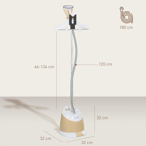 Défroisseur vapeur vertical 1800 W 36 g/min, steamer autonomie 50 min, réservoir d'eau de 1,8 L, 32 x 32 x 32 cm, or (1/5)