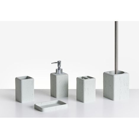 Badaccessoires Set 5-teilig VILCANOTA Grauer Betoneffekt