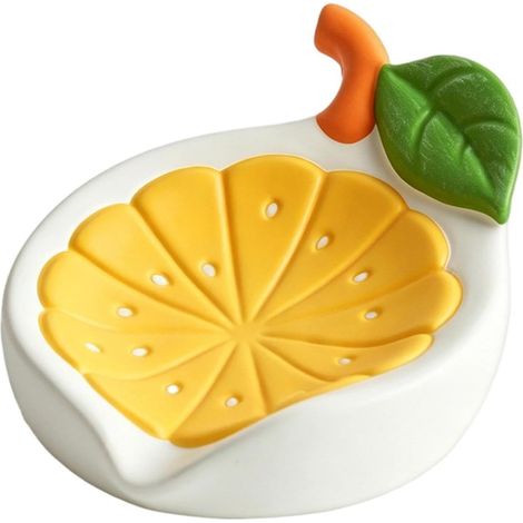 Porte-savon égouttoir Organisateur de salle de bain décoratif en résine jaune citron Porte-savon égouttoir pour comptoir de salle de bain Joli organisateur de salle de bain décoratif jaune citron (1/5)