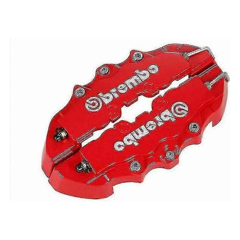 Kit universel de 4 cache-étriers de freins à disque avant et arrière, style 3D rouge (1/4)