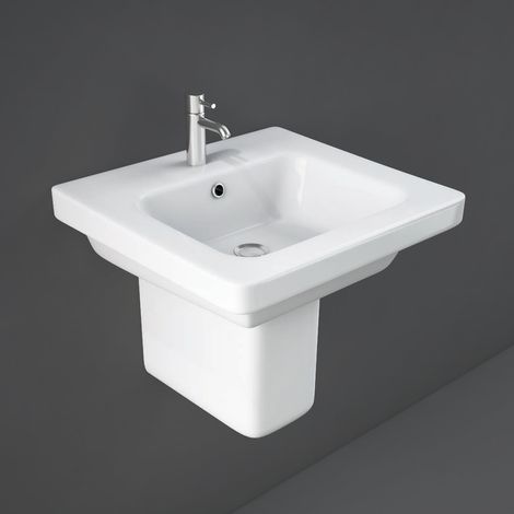 RAK Resort Wash Basin and Semi Pedestal 500mm Wide - 1 Tap Hole (1/2)
