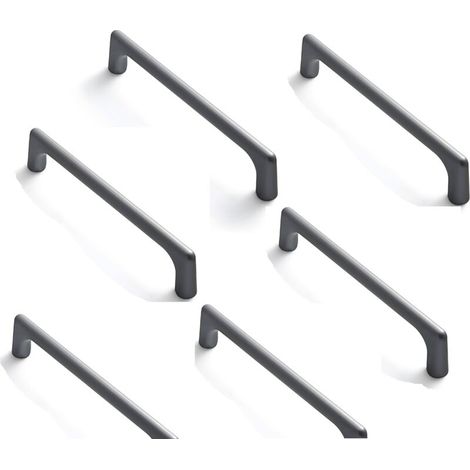 6 Stück Möbelgriffe, Küchenschrankgriff, Schrankgriff, 128 mm, grau, dunkle Küchenschrankgriffe, moderne Zinklegierung, mit Schrauben, praktisch und praktisch