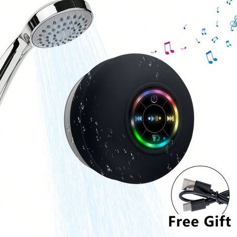 Mini-Bluetooth-Duschlautsprecher mit LED-Licht – tragbar und wasserdicht, kraftvoller Bass, Freisprechfunktion, wiederaufladbar über Micro-USB (1/5)