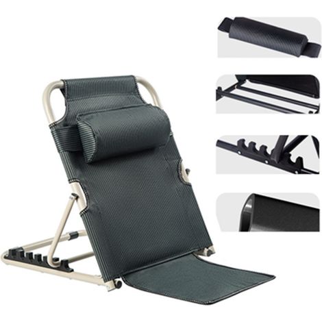 Dossier de lit bleu foncé réglable multi-angle, soutien stable pliable avec oreiller pour personnes âgées ou à mobilité réduite. (1/5)
