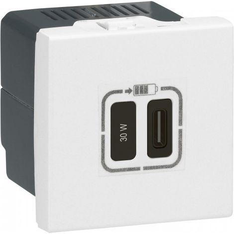 Chargeur simple USB Mosaic Type-C 3A 30W power delivery 2 modules - blanc)
