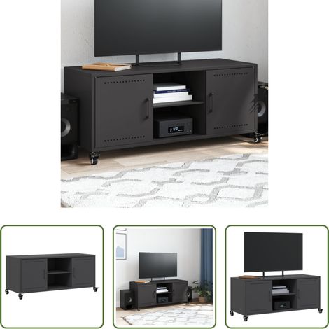 vidaXL Stahl - TV-Schrank Schwarz 100,5x39x43,5 cm Stahl (1/5)