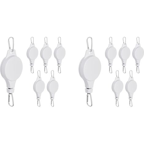 Lot de 12 Poulies pour Plantes Cintre Rétractable Facile à Atteindre Poulie pour Plantes Roue Réglable En Hauteur pour Plantes Suspendues Intérieur Blanc (1/5)