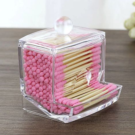 Boîte de rangement de coton-tige Boîte de rangement de bijoux en coton transparent portable A