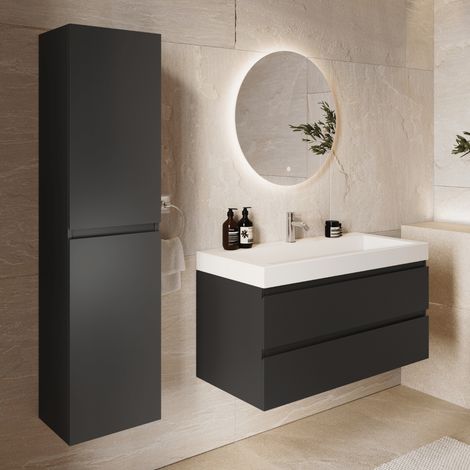 LOMAZOO Ensemble meuble de salle de bain Azuro 100 cm - Noir mat (1/5)
