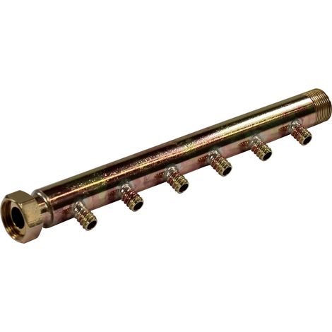 Collecteur 3/4" (20/27) Mâle + écrou tournant - 6 départs pour tube PER Ø12 - entraxe 40mm