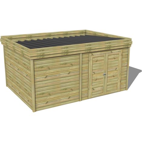 ABRI DE JARDIN bois traité 27mm, 4,7x3,4m, 16m2