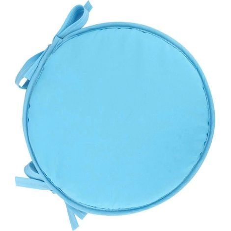 Coussins de chaise ronds (bleu ciel) pour intérieur et extérieur, avec attaches, pour chaises de salle à manger et chaises de jardin. (1/2)