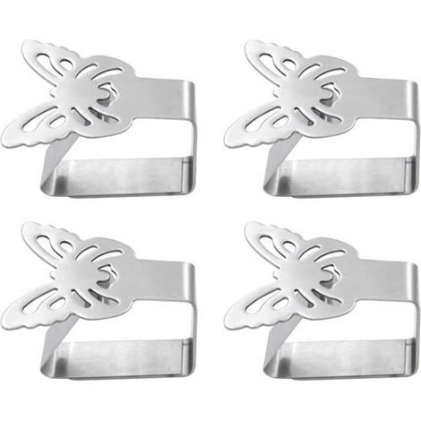 4 Pièces En Acier Inoxydable Nappe Clips Couvercle De La Table Pinces Pinces Pince De Table Linge De Table Titulaires De Couvre (1/5)