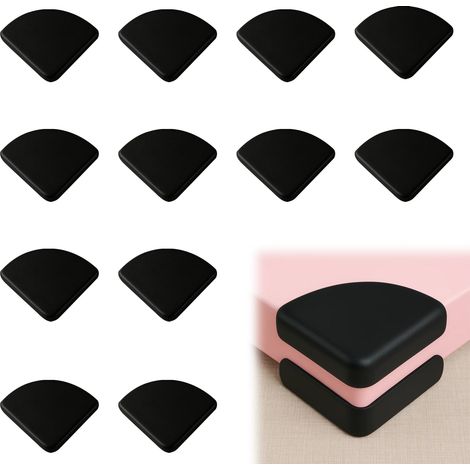 Lot de 12 Protections Silicone Autocollantes - Protection Angles Tables et Meubles - Antichoc pour Enfants et Bébés - Noir (1/5)