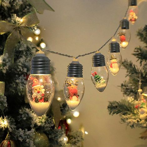 Guirlande lumineuse de Noël à 10 LED - 1,5 m - Guirlande lumineuse d'extérieur - Guirlande lumineuse de Noël - Père Noël - Lampe décorative pour sapin de Noël, fête, jardin (mixte) (1/5)
