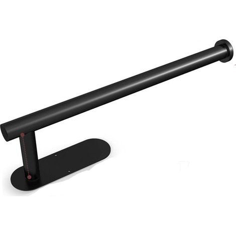 Porte-Rouleau - Support Mural en Acier Inoxydable avec Revêtement Noir - Mécanisme de Freinage pour Déroulage Contrôlé - Fixation Autocollante ou Percée - Longueur 33 cm - Pour Cuisine et Salle de Bai