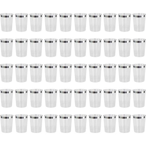 50 gobelets de 30 cl élégants à bord doré, verres à vin et cocktails robustes, verres à jus chics pour fêtes, mariages, anniversaires [jkw] (1/5)