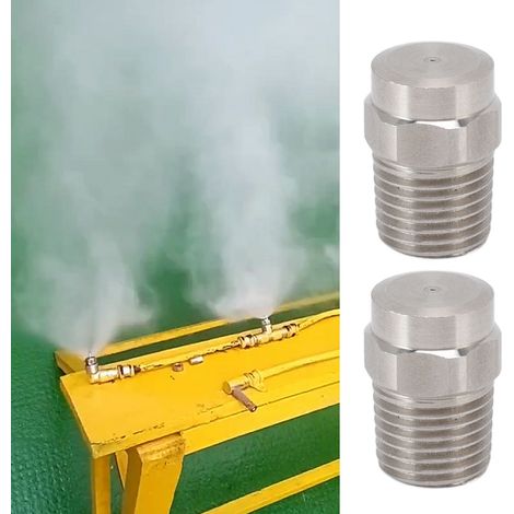 Set aus 2 Zweipunkt-Bewässerungsdüsen, G1/4 Außengewinde, aus Edelstahl 304, flacher Sprühkopf, zur Staubbekämpfung in Gärten. (1/5)