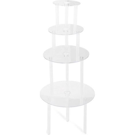 Présentoir à gâteaux, assiette à gâteaux, 4 supports à gâteaux réutilisables avec 12 tiges en plastique, supports à gâteaux pour plusieurs types de gâteaux (1/5)