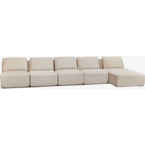 Divano componibile chaise longue destro a 5 pezzi in velluto a coste sottovuoto Temple SKLUM            