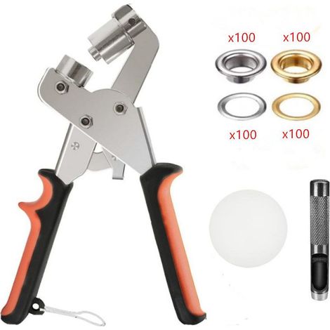 Kit de perforation à œillets de 10 mm avec 200 œillets, ensemble professionnel d'œillets magnétiques, pince à œillets, machine à œillets pour tissus, bâche, voile d'ombrage (1/5)