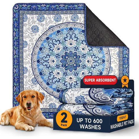 2 Tapis Lavables pour Chien, 89x89cm,Tapis pour Chiot Imprégné de Phéromone (1/5)