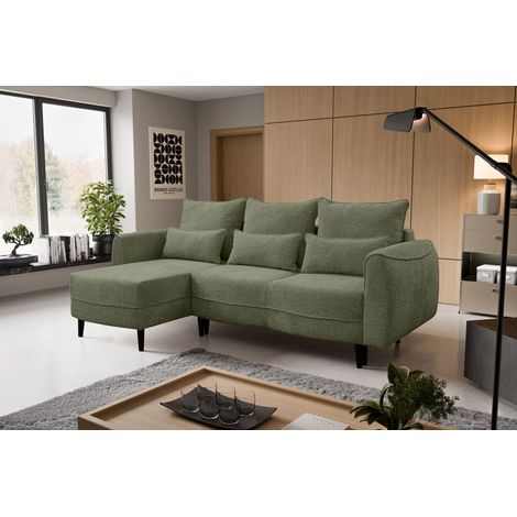 Ecksofa Selio mit Schlaffunktion und Bettzeugcontainer Olive Links (1/5)