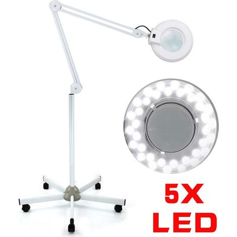 Lot de 5 lampes loupes LED sur pied roulant, lampe de travail, lampe cosmétique, lampe cosmétique (1/5)