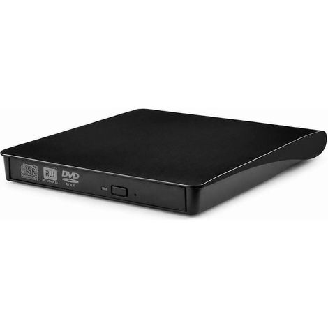 Lecteur/graveur CD/DVD à chargement par fente avec voyant d'activité USB et boîtier en métal brossé (1/5)