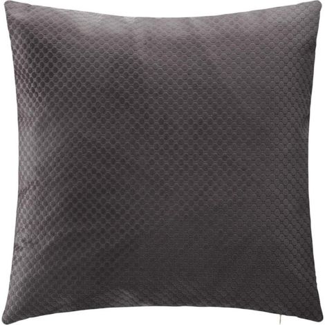 Coussin Déhoussable Velours "Bulle" 45x45cm Gris (1/4)
