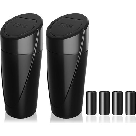 Poubelle Voiture - Couvercle à Pression - Compatible Porte-Gobelet et Poche Siège - ABS - Lot de 2 avec 60 Sacs (1/5)