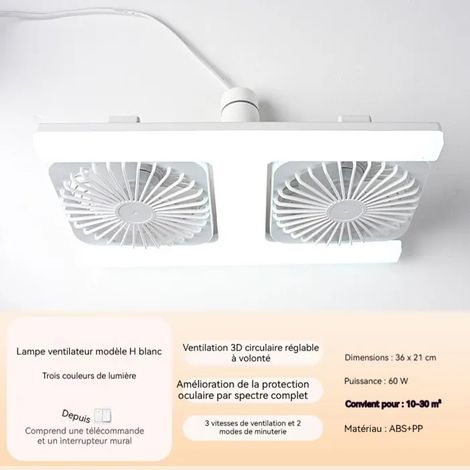 Nouveau double rangée extra large vent silencieux ventilateur lumière blanc 60W - trois couleurs changer la lumière VENTILATEUR (1/4)