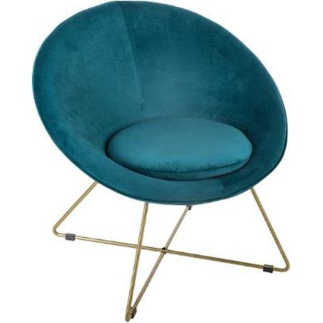 Fauteuil Design en Velours "Gold Evan" 76cm Bleu (1/2)
