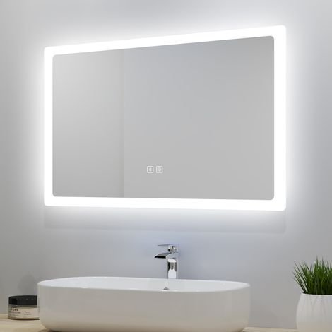 Anti-foggy Wall Mounted 1000 x 600mm Mirror, Frontlit LED Illuminated Bathroom Mirror Bluetooth Audio Included (1/5)