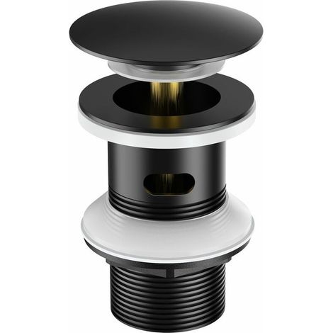 Auralum Bathroom Sink Drain Universal Drain Valve Sink Drain Round Shape Black