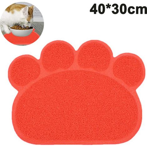 Tapis gamelle animal--silicone antidérapant imperméable forme patte--40x30cm chien chat (1/5)