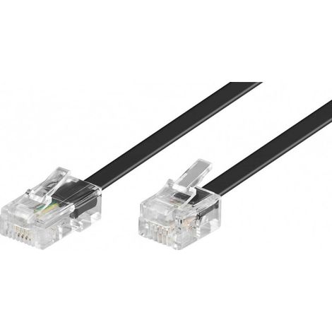 Telefonkabel (Modularkabel/Westernkabel), Kupferkaschierter Aluminiumleiter (CCA), RJ45-Stecker (8P4C)  RJ11-Stecker (6P4C). Kabellänge 3 m