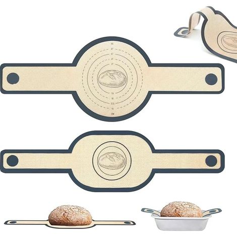 Silicone Baking Mat Set of 2 Dutch Oven Baking Accessories Long Handle Bread Slings Silicone Baking Mat for Oven (1/5)