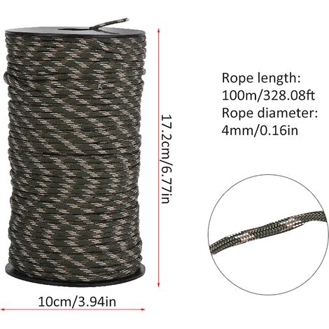 Corde de secours robuste 100 mètres pour alpinisme et randonnée extrême (camouflage forêt) (1/4)