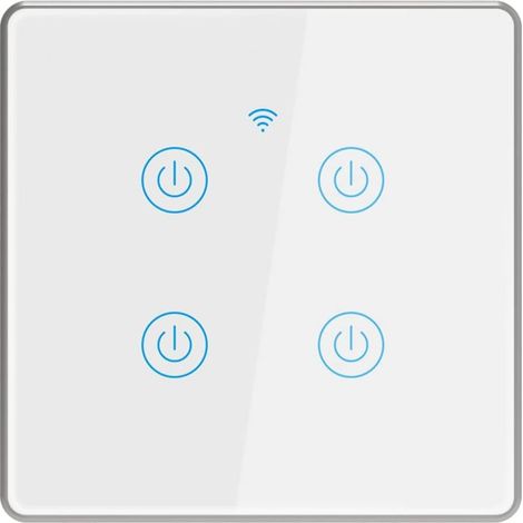 Interrupteur lumineux intelligent étanche, support cadre aluminium argenté, commande vocale à distance sans fil, 4 gangs, convient pour chambre d'hôtel et bureau (1/5)