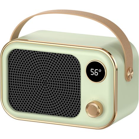 Portable electric heater with adjustable thermostat, precise LED display and overheat protection, light green. (1/4)
