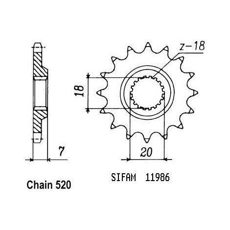Pignon 125 Rm 1992-2000 - 520 - 11 Dents - Similaire JTF427