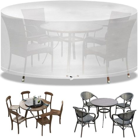 Gartenmöbelabdeckungen – Rund – Wasserdicht – Durchmesser: 163 x 71 cm – Aus transparentem Polyethylen – Für Gartenmöbel – Schutz für Tisch und Stühle (1/5)