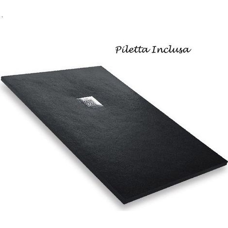 Piatto Doccia Nero Effetto Pietra Slim Filo Pavimento 70 80 100 120 140 Piletta - Dimensione Piatto 70x100