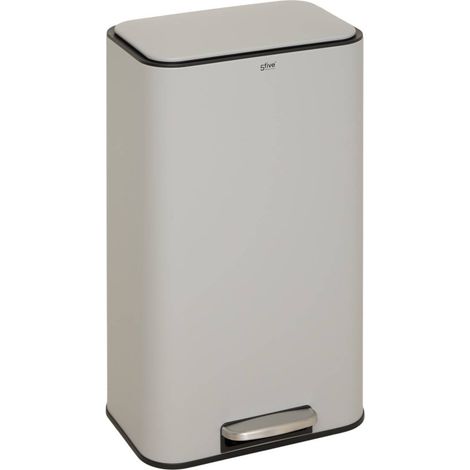 Rechteckiger treteimer „delta“ 30 l, grau - 5five (1/5)